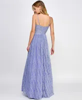 City Studios Juniors' Rosette Glitter Tulle Gown, Created for Macy's
