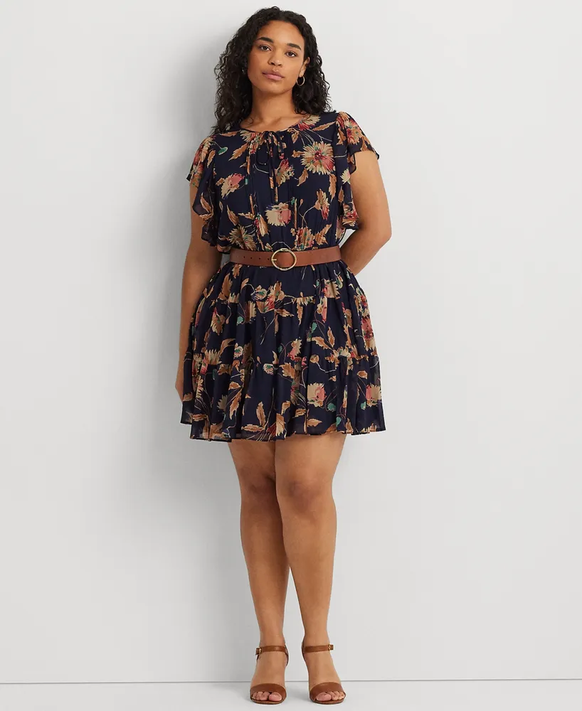 Lauren Ralph Plus Floral Fit & Flare Dress