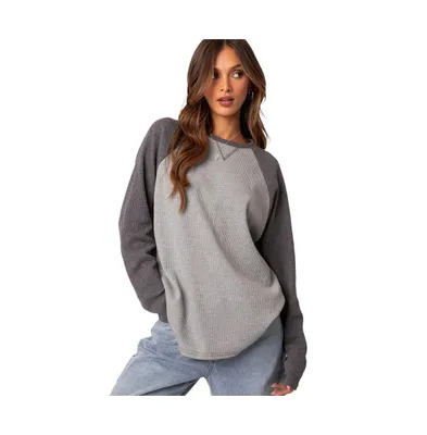 Women's Me Time oversized waffle top