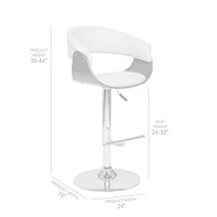 Paris Swivel Barstool In Cream Pu/ Walnut Veneer and Chrome Base