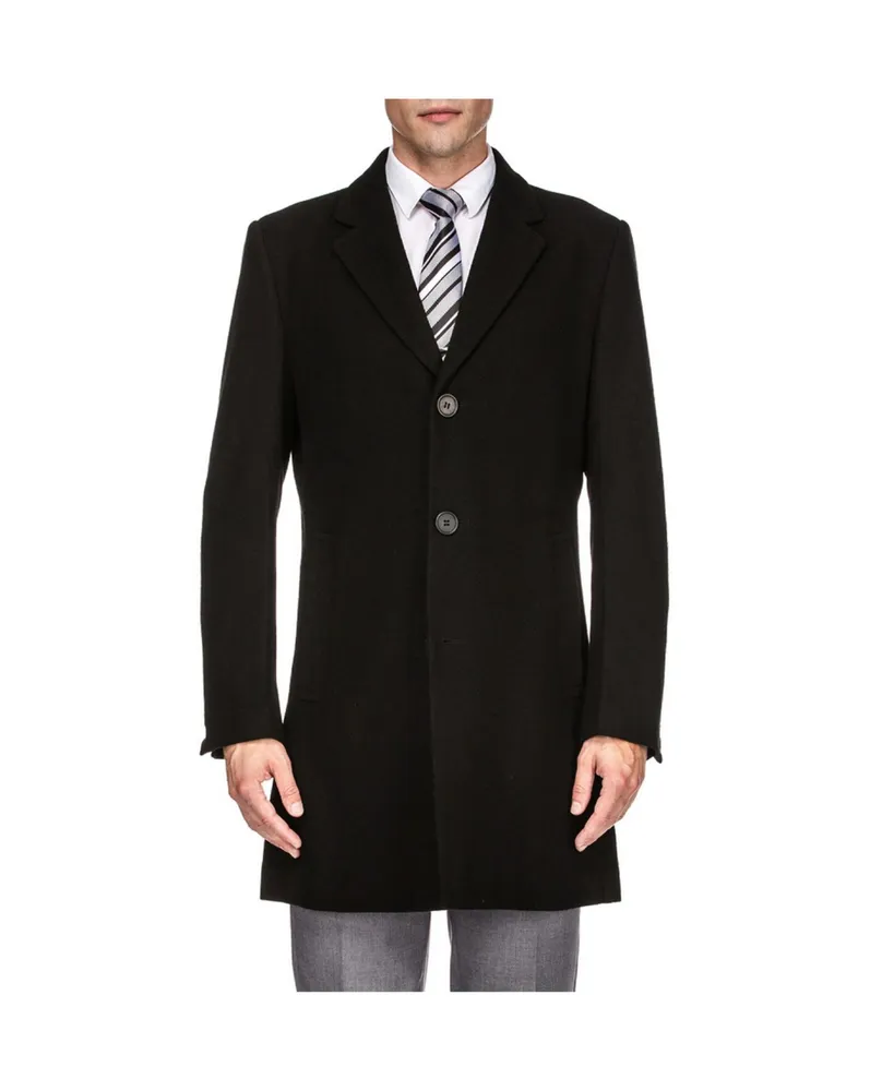 Braveman Men's Big & Tall Tailored Wool Blend Notch Collar Walker Car Coat