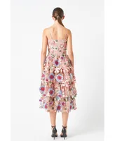 endless rose Women's Floral Embroidered Midi Dress