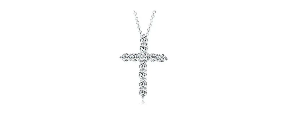 The Love Silver Collection Sterling Silver Cubic Zirconia Cross Pendant  Necklace | very.co.uk
