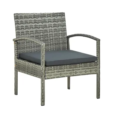 Patio Chair with Cushion Poly Rattan Gray