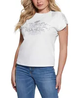 Guess Women's Embellished Graphic Fringed Cotton T-Shirt