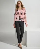 Calvin Klein Women's Printed V-Neck Long-Sleeve Top