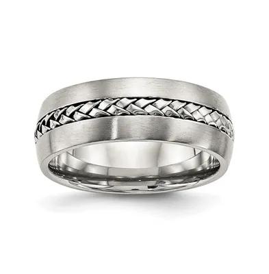 Chisel Stainless Steel Brushed and Polished Braided 8mm Band Ring