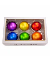 Kurt Adler 80mm Glass Matte Pride 6 Piece Ball Ornament Set