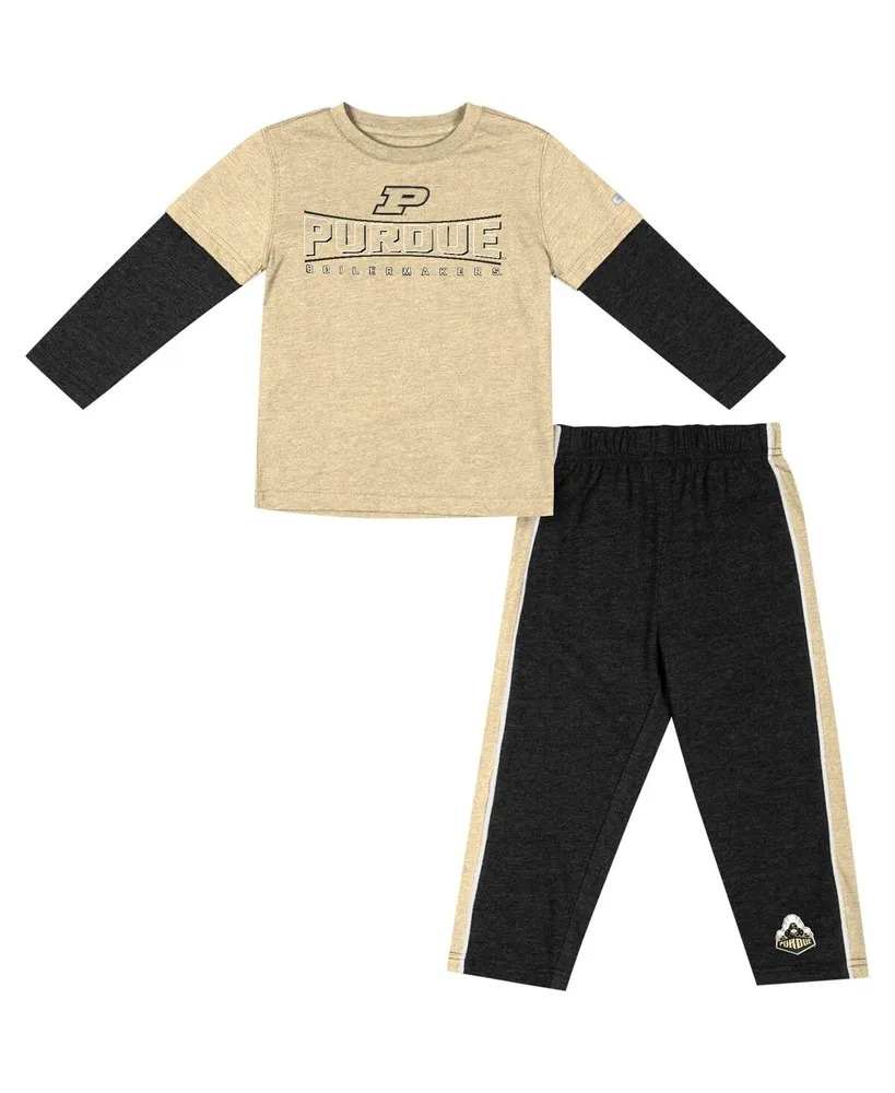 Toddler Boys Colosseum Gold, Black Purdue Boilermakers Long Sleeve T-shirt and Pants Set