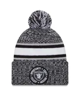 Men's New Era Heather Black Las Vegas Raiders 2023 Inspire Change Cuffed Knit Hat with Pom