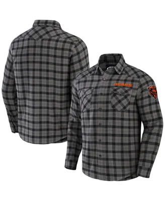 Men's Nfl x Darius Rucker Collection by Fanatics Gray Chicago Bears Flannel Long Sleeve Button-Up Shirt