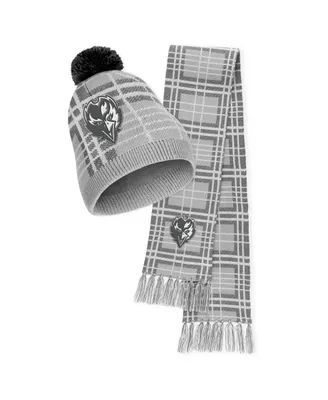 Women's Wear by Erin Andrews Baltimore Ravens Plaid Knit Hat with Pom and Scarf Set
