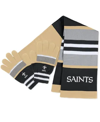 Women's Wear by Erin Andrews New Orleans Saints Stripe Glove and Scarf Set