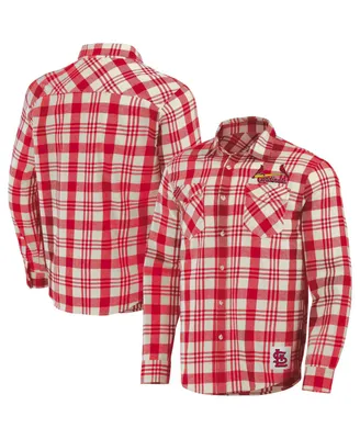 Men's Darius Rucker Collection by Fanatics Red St. Louis Cardinals Plaid Flannel Button-Up Shirt