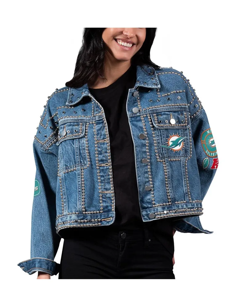 Women's G-iii 4Her by Carl Banks Miami Dolphins First Finish Medium Denim Full-Button Jacket