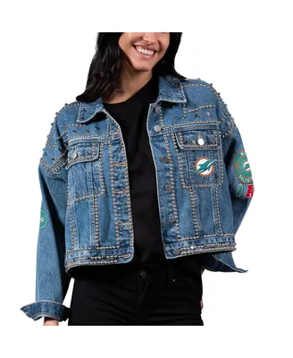 Women's G-iii 4Her by Carl Banks Miami Dolphins First Finish Medium Denim Full-Button Jacket