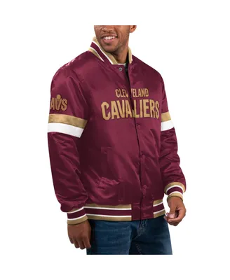 Men's Starter Wine Cleveland Cavaliers Home Game Satin Full-Snap Varsity Jacket