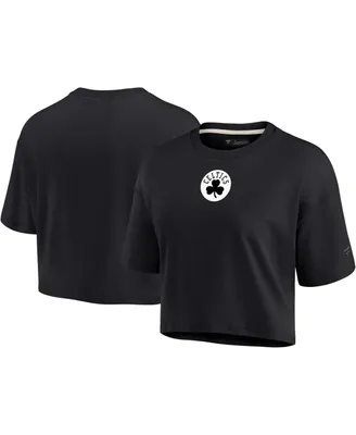 Women's Fanatics Signature Black Boston Celtics Super Soft Boxy Cropped T-shirt