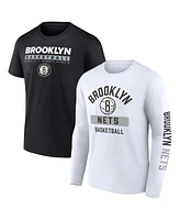 Men's Fanatics Black, White Brooklyn Nets Two-Pack Just Net T-shirt Combo Set