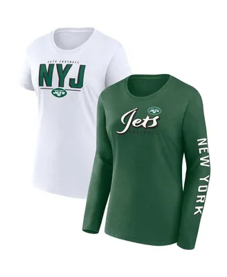 Women's Fanatics Green, White New York Jets Two-Pack Combo Cheerleader T-shirt Set