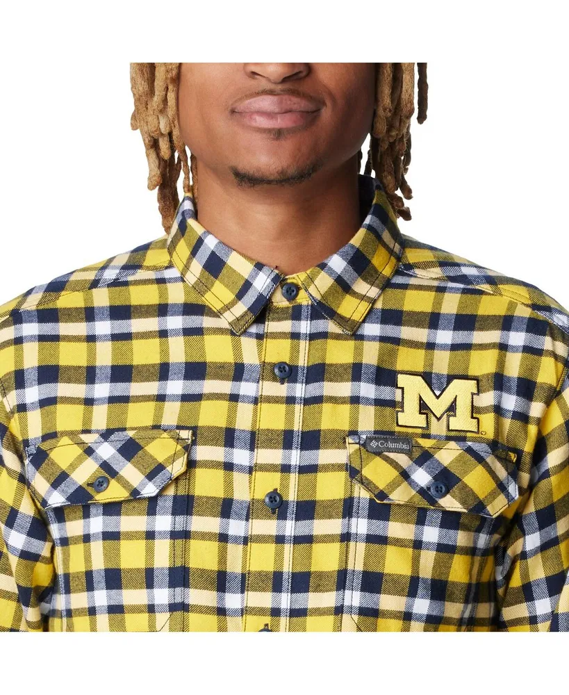 Men's Columbia Maize Michigan Wolverines Flare Flannel Long Sleeve Shirt