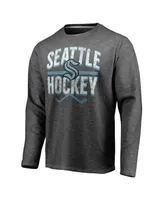 Men's Fanatics Gray Distressed Seattle Kraken Iced Out Long Sleeve T-shirt