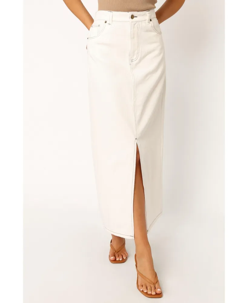 Women's Rana Denim Midi Skirt - White