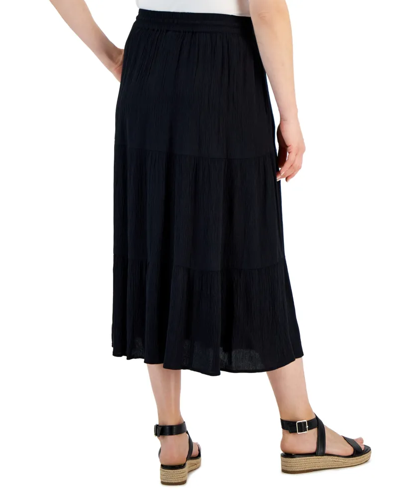 Style & Co Women's Drawstring Tiered Midi Skirt, Created for Macy's