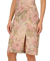 Adrianna Papell Women's Floral Matelasse Square-Neck Dress