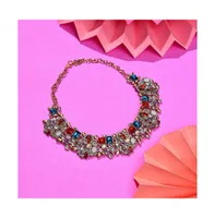 Sohi Women's Multicolour Stone Cluster Necklace