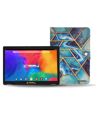 Linsay New 10.1" Tablet Octa Core 128GB Bundle with "Art and Ocean" Defender Case Newest Android 13 Google Certified