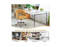 Upholstered Swivel Office Chair with Hollow Out Back