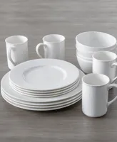 Fortessa Amanda White Embossed 16-Piece Dinnerware Set, Service for 4