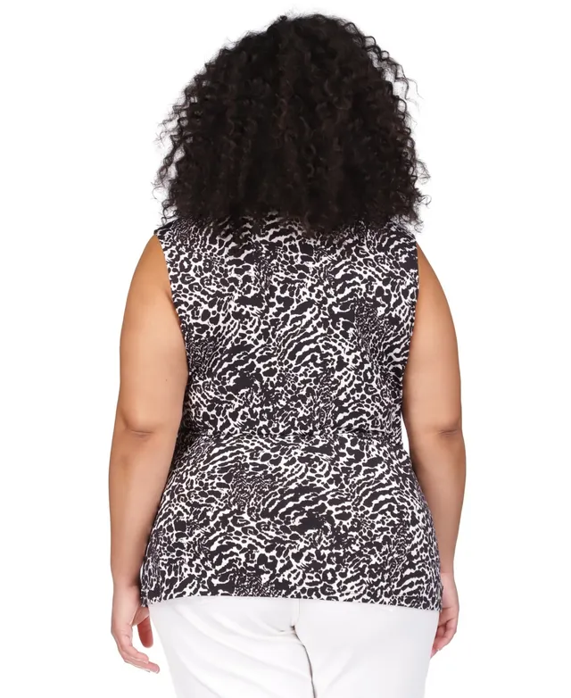 Michael Kors Animal Print Ring Twist Crew Neck Sleeveless Tank