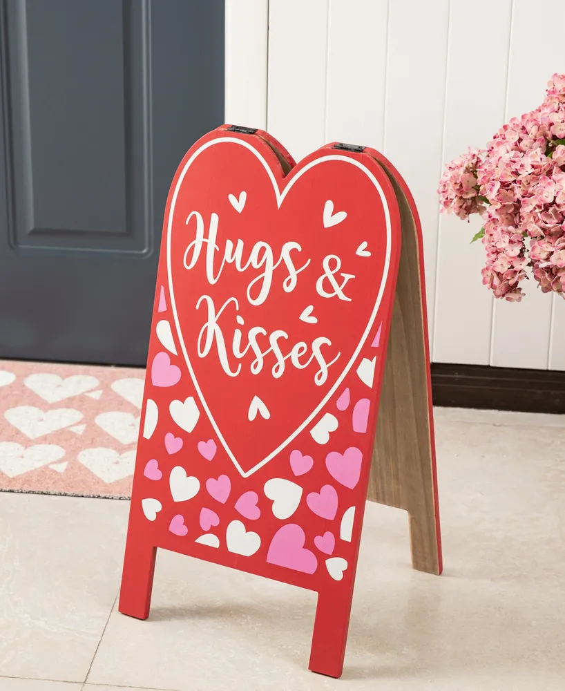 Glitzhome 24" H Valentine's Double Sided Wooden Easel Porch Decor