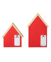 Glitzhome Lighted Valentine's Wooden House-Shaped Table Decor, Set of 2