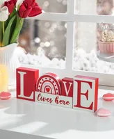 Glitzhome 4.25" H Valentine's Wooden Love Table Decor