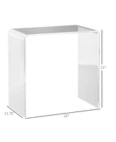 Homcom Clear Acrylic Side Table Waterfall End Table with Rounded Edges