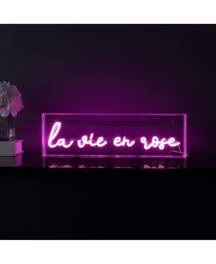 La Vie En Rose Contemporary Glam Acrylic Box Usb Operated Led Neon Light