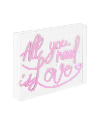 All You Need Is Love Contemporary Glam Acrylic Box Usb Operated Led Neon Light