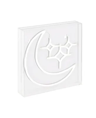 Starry Crescent Square Contemporary Glam Acrylic Box Usb Operated Led Neon Light