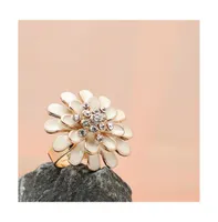 Sohi Women's White Enamel Flora Statement Ring