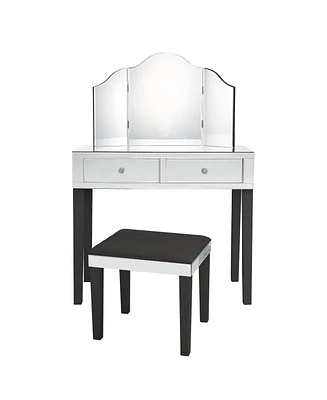 Inspired Home Primrose 3-Piece Vanity Set with Trifold Mirror