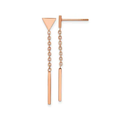 Chisel Stainless Steel Rose plated Dangle Bar Triangle Earrings