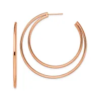 Chisel Stainless Steel Polished Rose Ip-plated Hoop Earrings