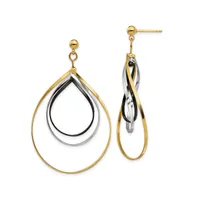 Chisel Stainless Steel Black and Yellow plated Twisted Dangle Earrings