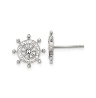 Chisel Stainless Steel Polished Preciosa Crystal Ship Wheel Earrings