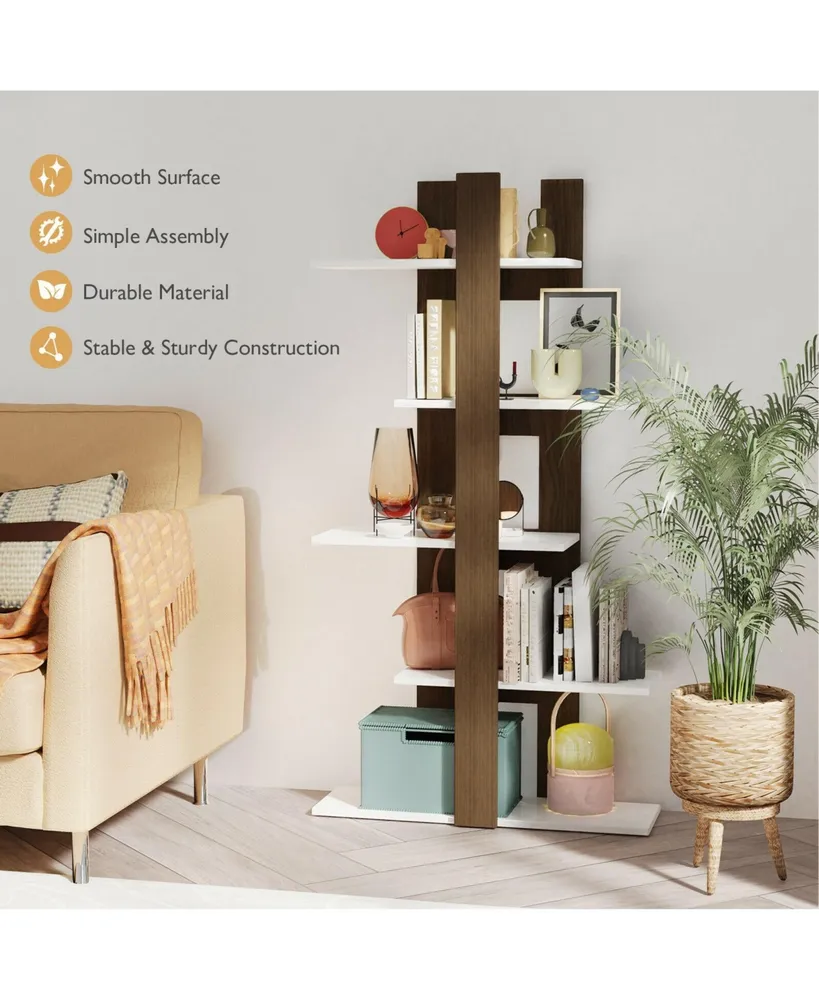 5-Tier Freestanding Bookshelf with Anti-Toppling Device