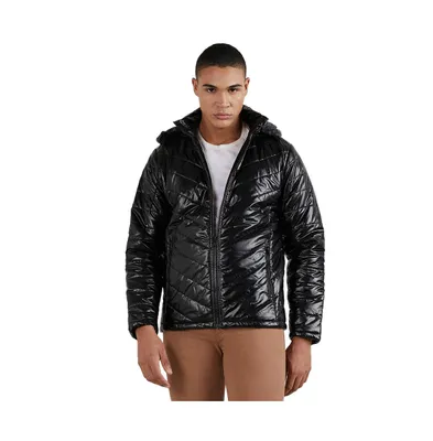 Campus Sutra Men's Black Zip-Front Quilted Puffer Jacket