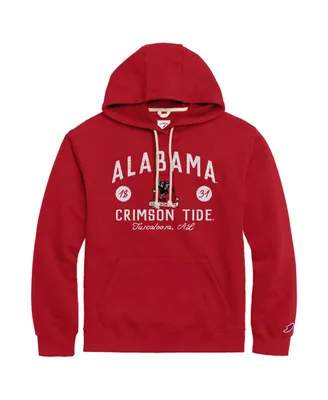 Men's League Collegiate Wear Crimson Distressed Alabama Tide Bendy Arch Essential Pullover Hoodie